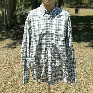 Men's Eddie Bauer Green Plaid Long Sleeve Button Down Shirt Size XL
